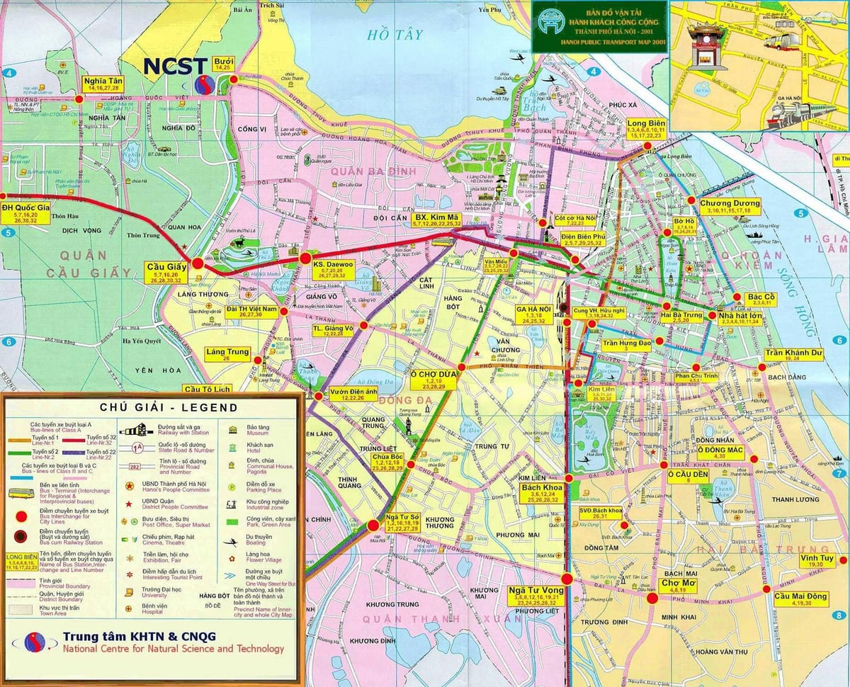 Karte von hanoi öffentlichen Verkehrsmitteln